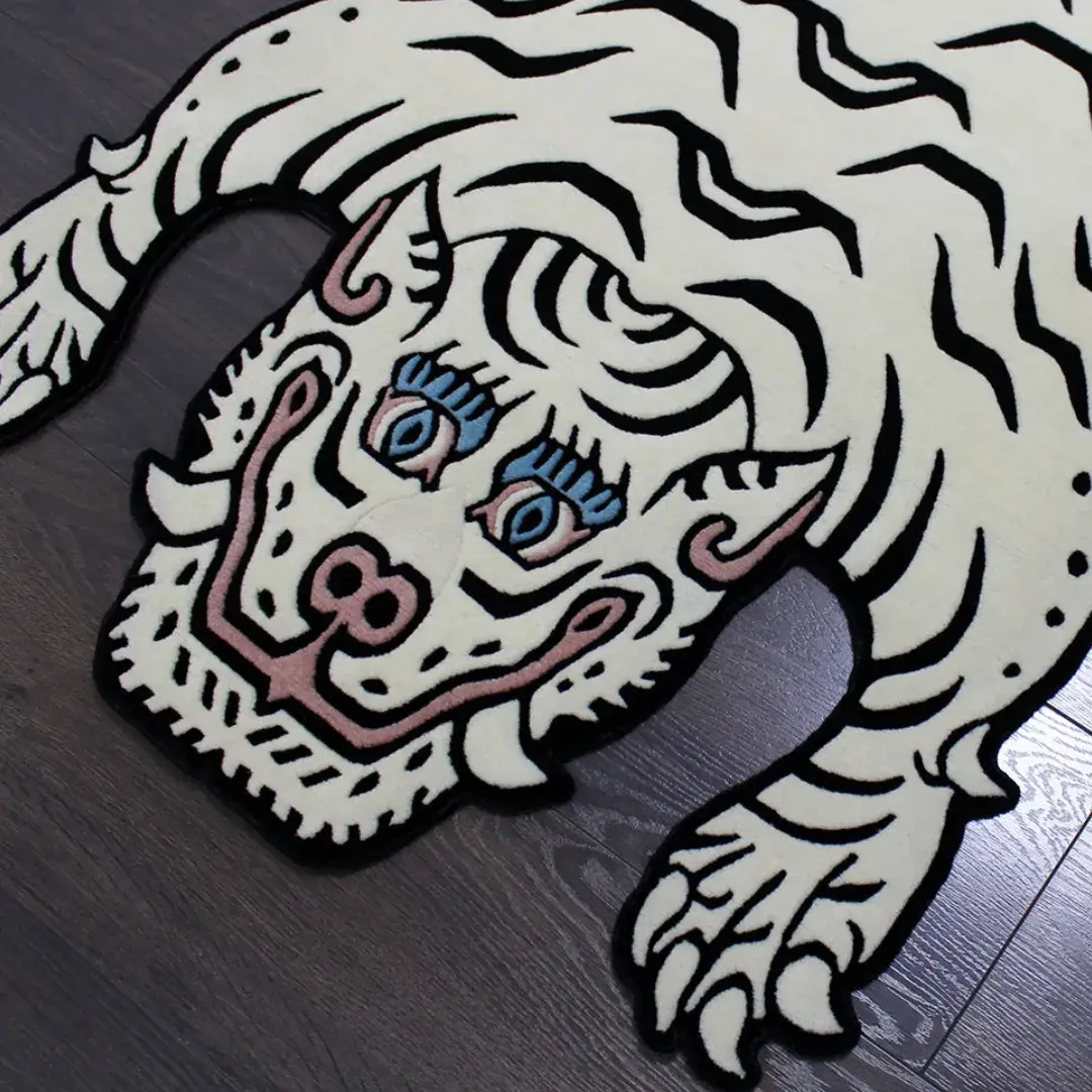 White Tibetan Tiger Rug