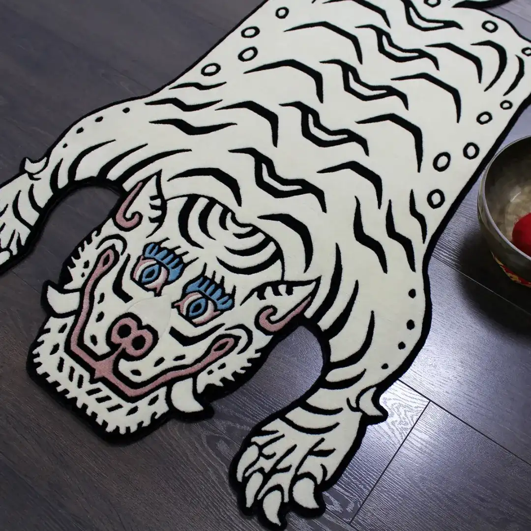 White Tibetan Tiger Rug