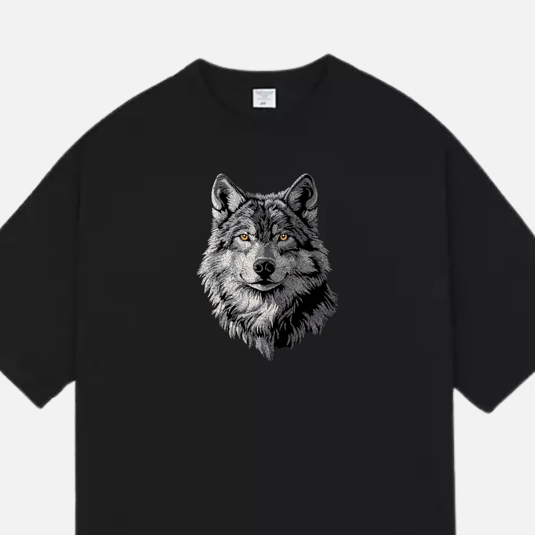 White Wolf Embroidered Tee