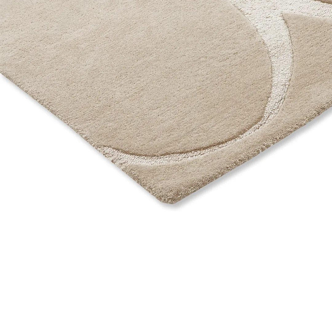 Modern beige area rug with soft pattern