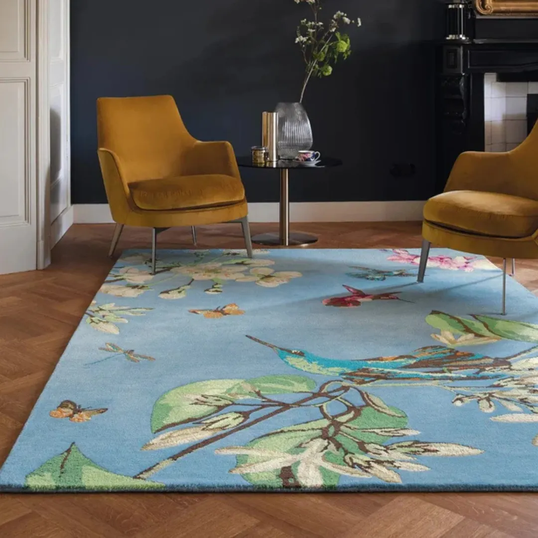 Nature-inspired area rug with vibrant colors