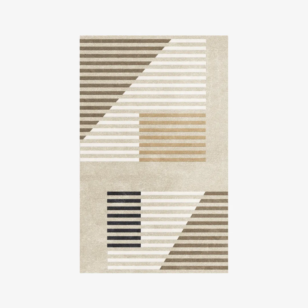 Minimal beige wool rug with clean structure