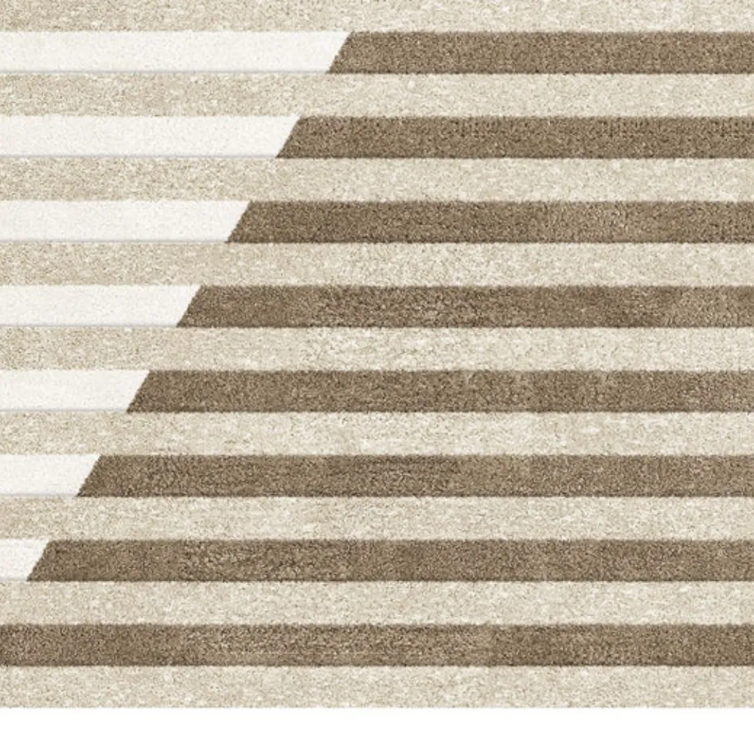 Solid beige area rug in modern living room