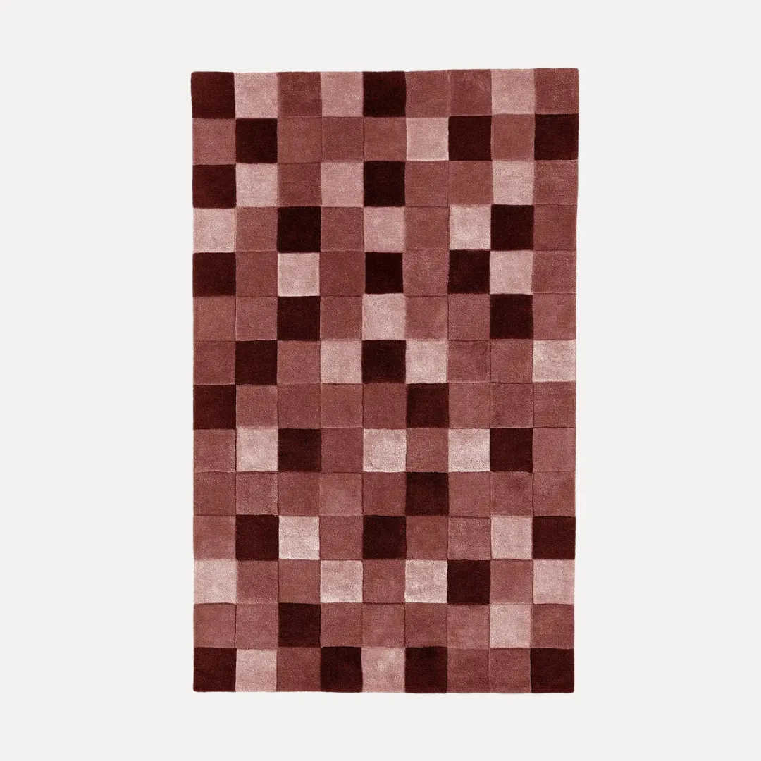Checkerboard area rug with rectangular layout and soft texture
