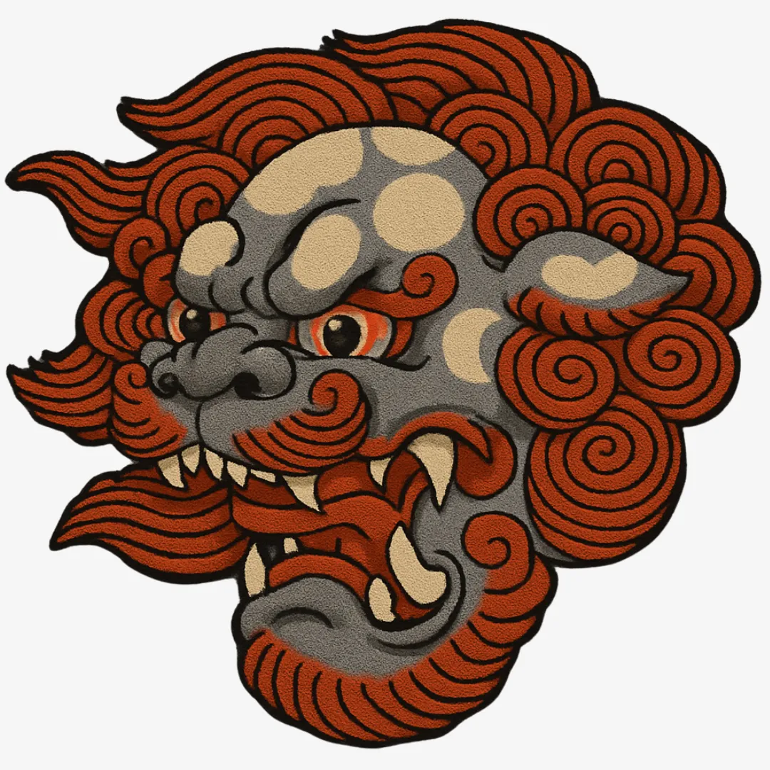 Foo Lion Fury Tattoo Rug