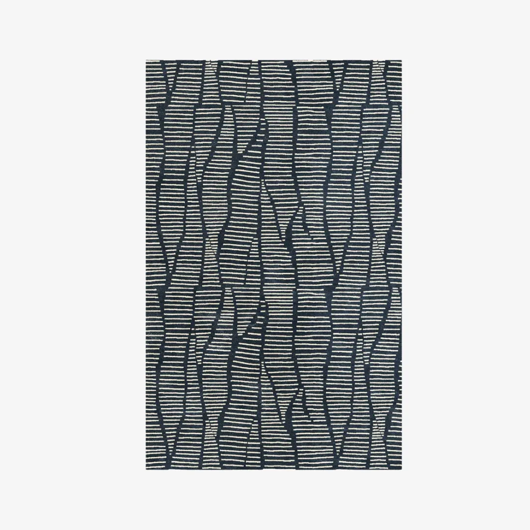 Fusion abstract wool rug in grey, beige, and soft blue