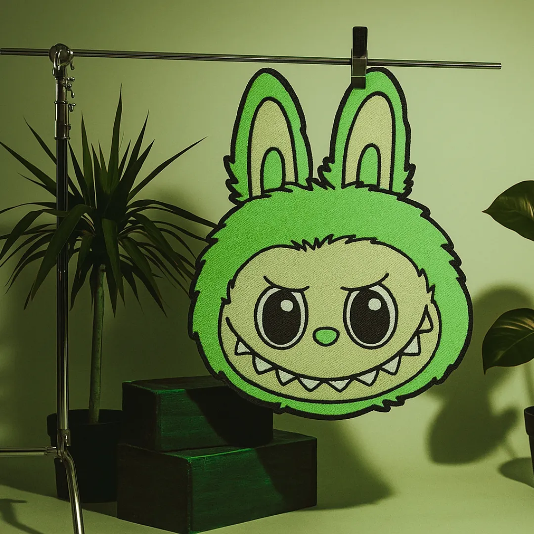 Green Labubu Rug in kids' room setup