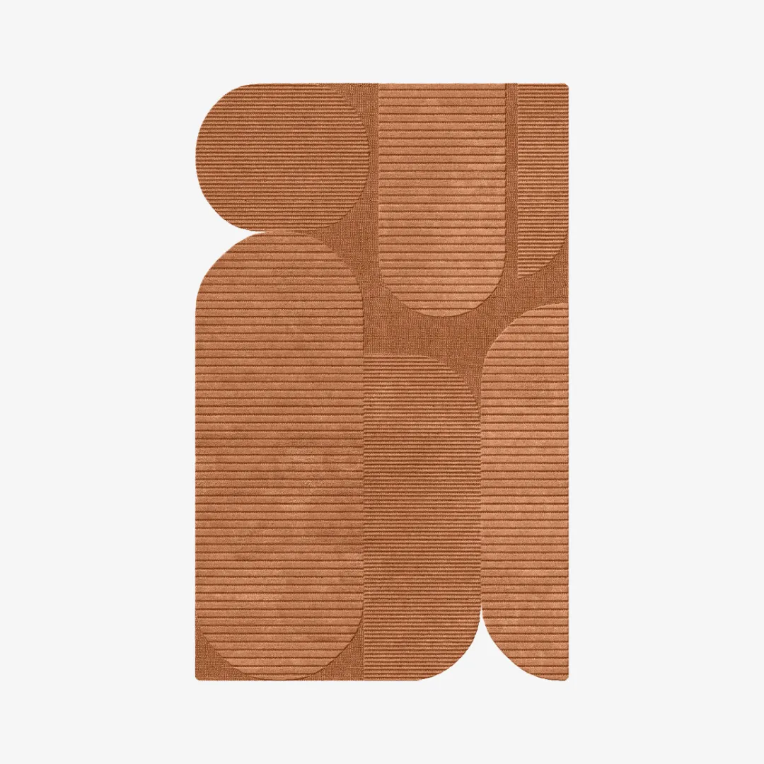 Grove Grid Terracotta Rug with raised geometric texture