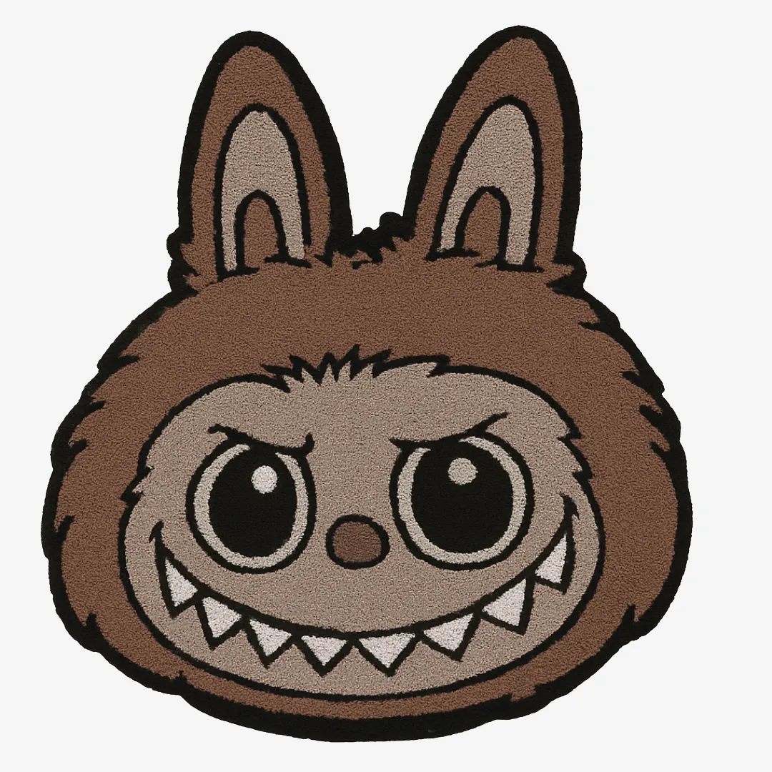 Labubu Wild Brown Rug with bold cartoon grin