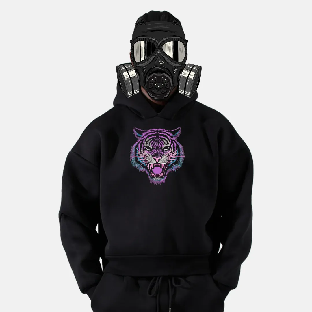 Neon Tiger Embroidered Hoodie Neon Tiger Embroidered Hoodie