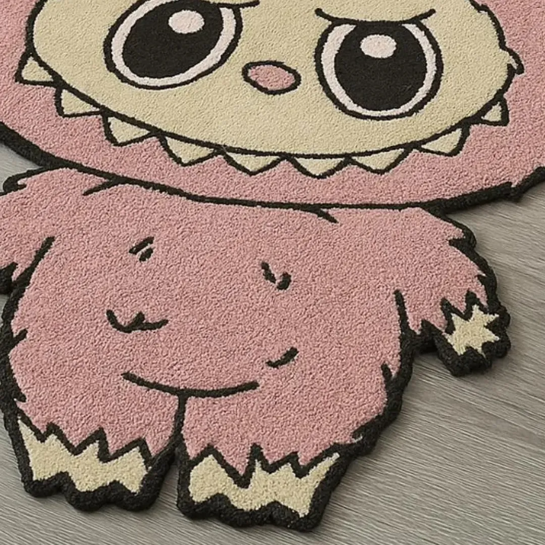 Full character rug in soft pink and cream colors