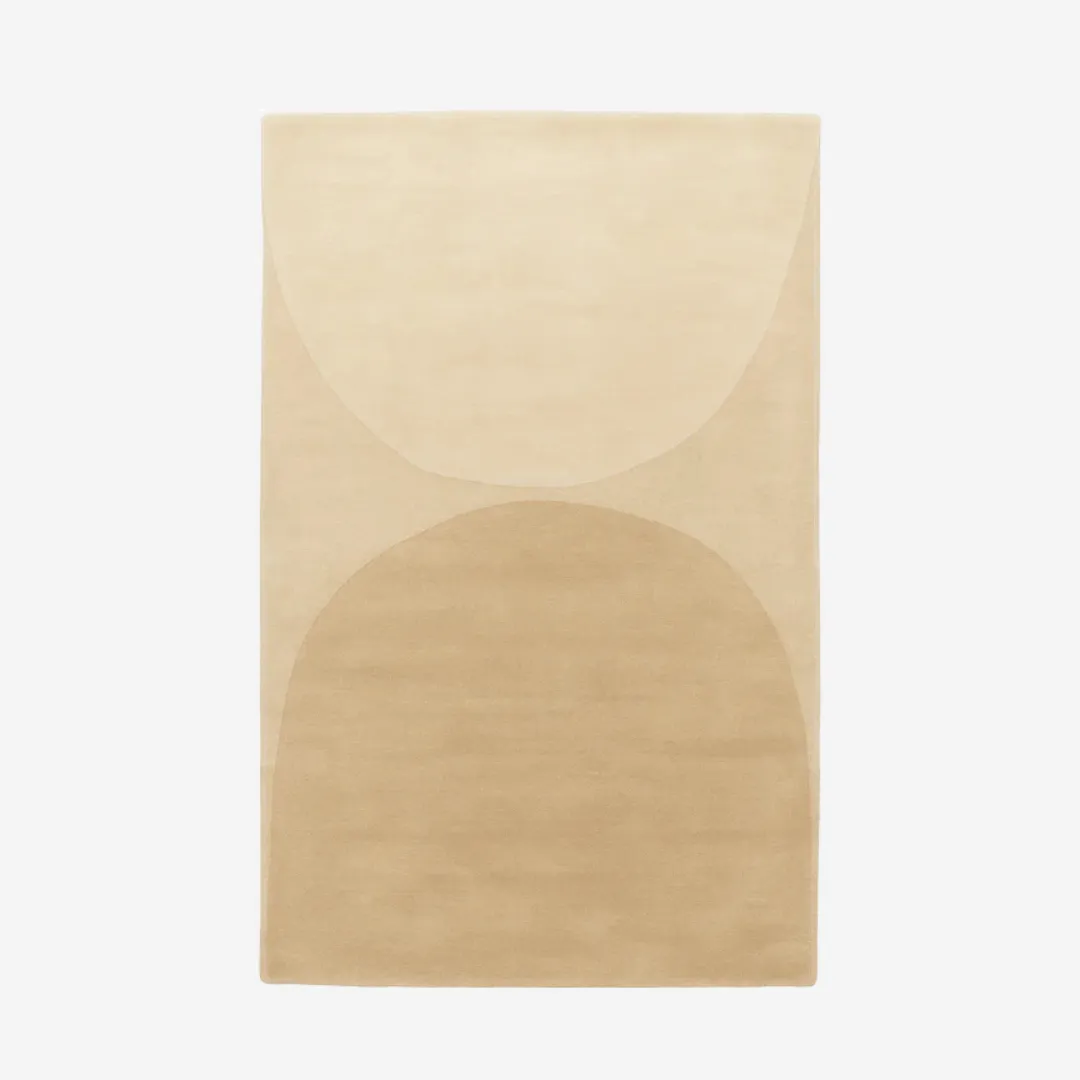 Sand Curve Beige Area Rug with soft abstract arc pattern