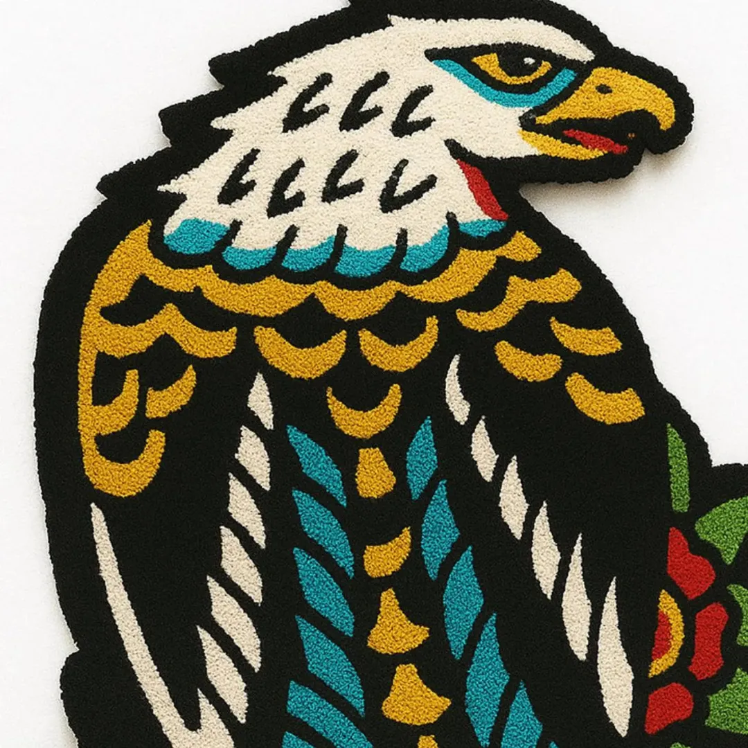 Old school tattoo eagle rug for vintage or alternative home décor