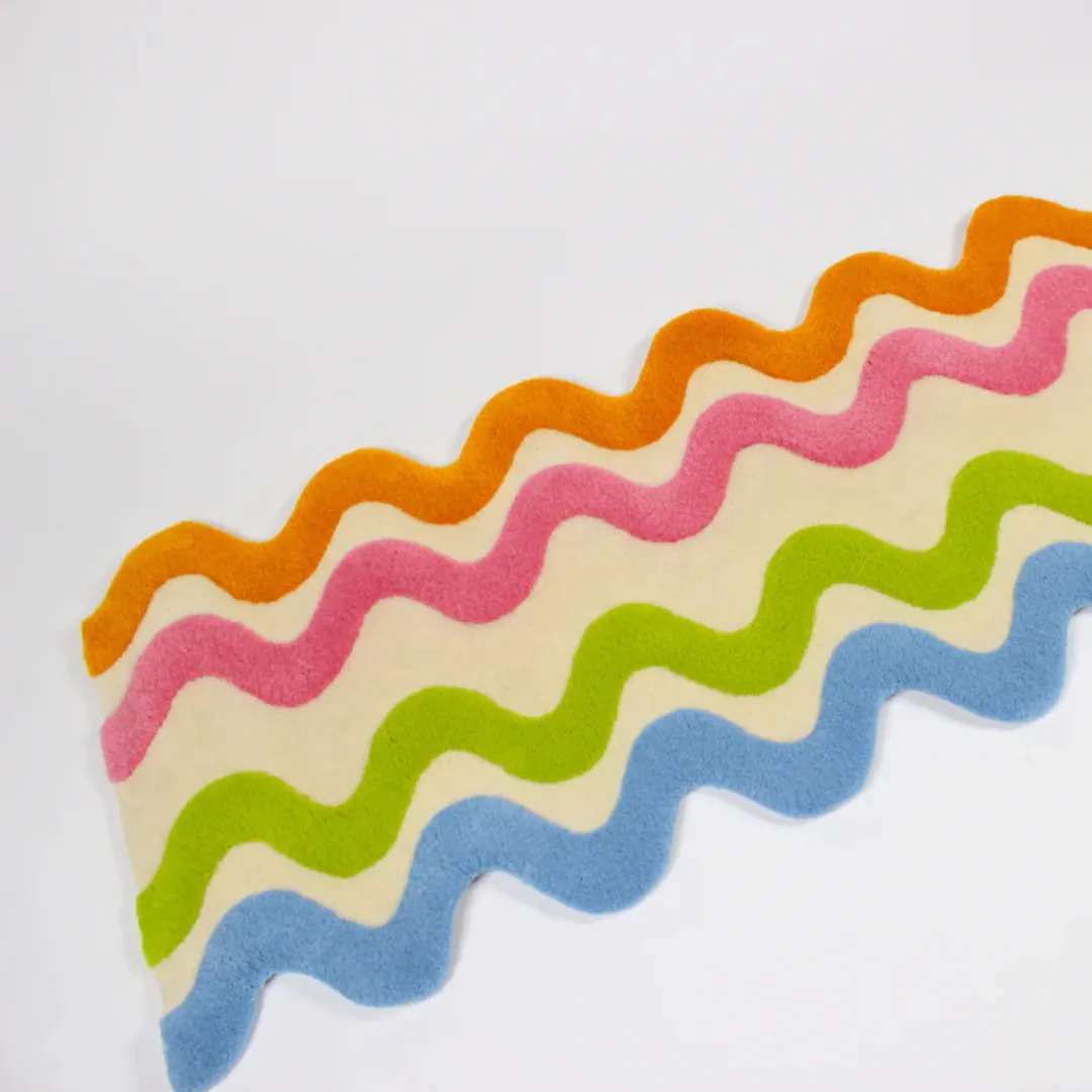 Bright hallway featuring colorful kids’ runner rug