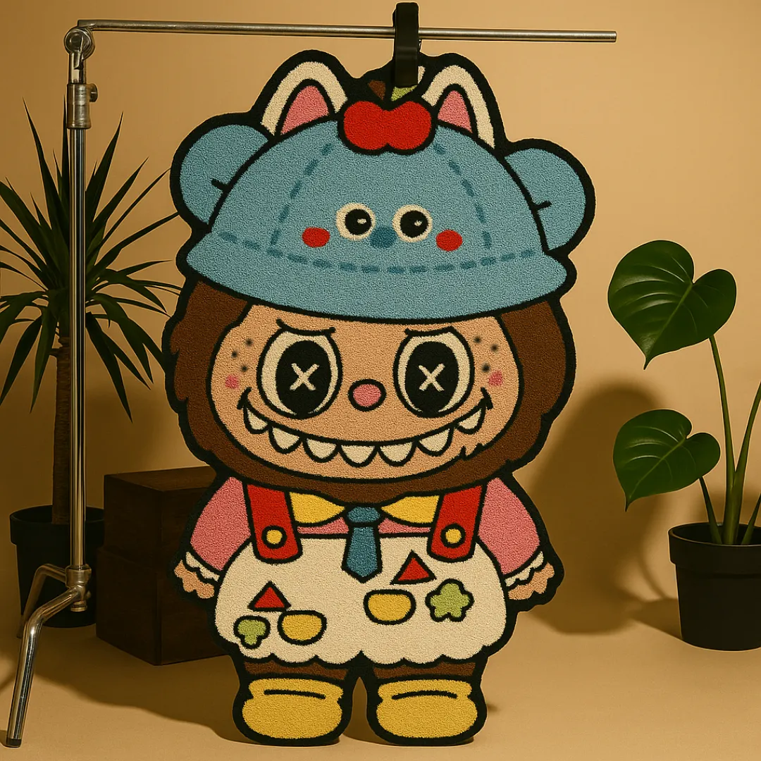 Labubu rug adding fun to a creative studio