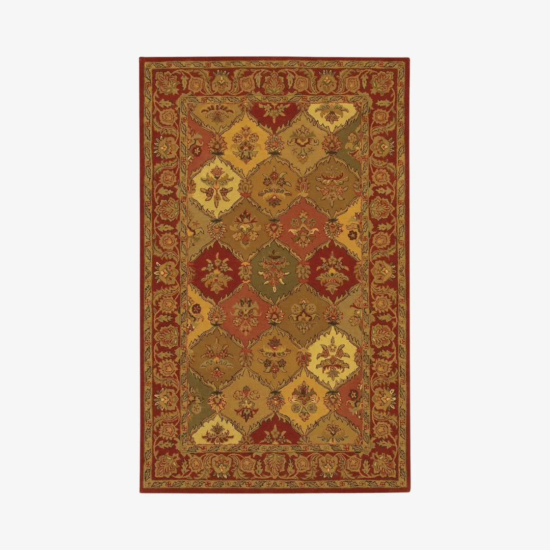 Hand-tufted autumn leaf shaped rug with vibrant colors