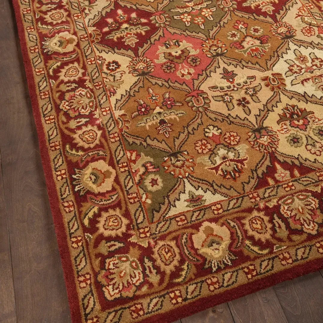 Fall-inspired leaf rug in red, orange, yellow, and brown