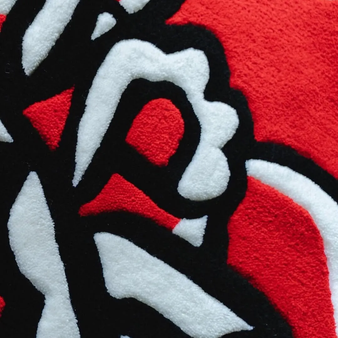 Hand-tufted red rose rug for artistic interiors