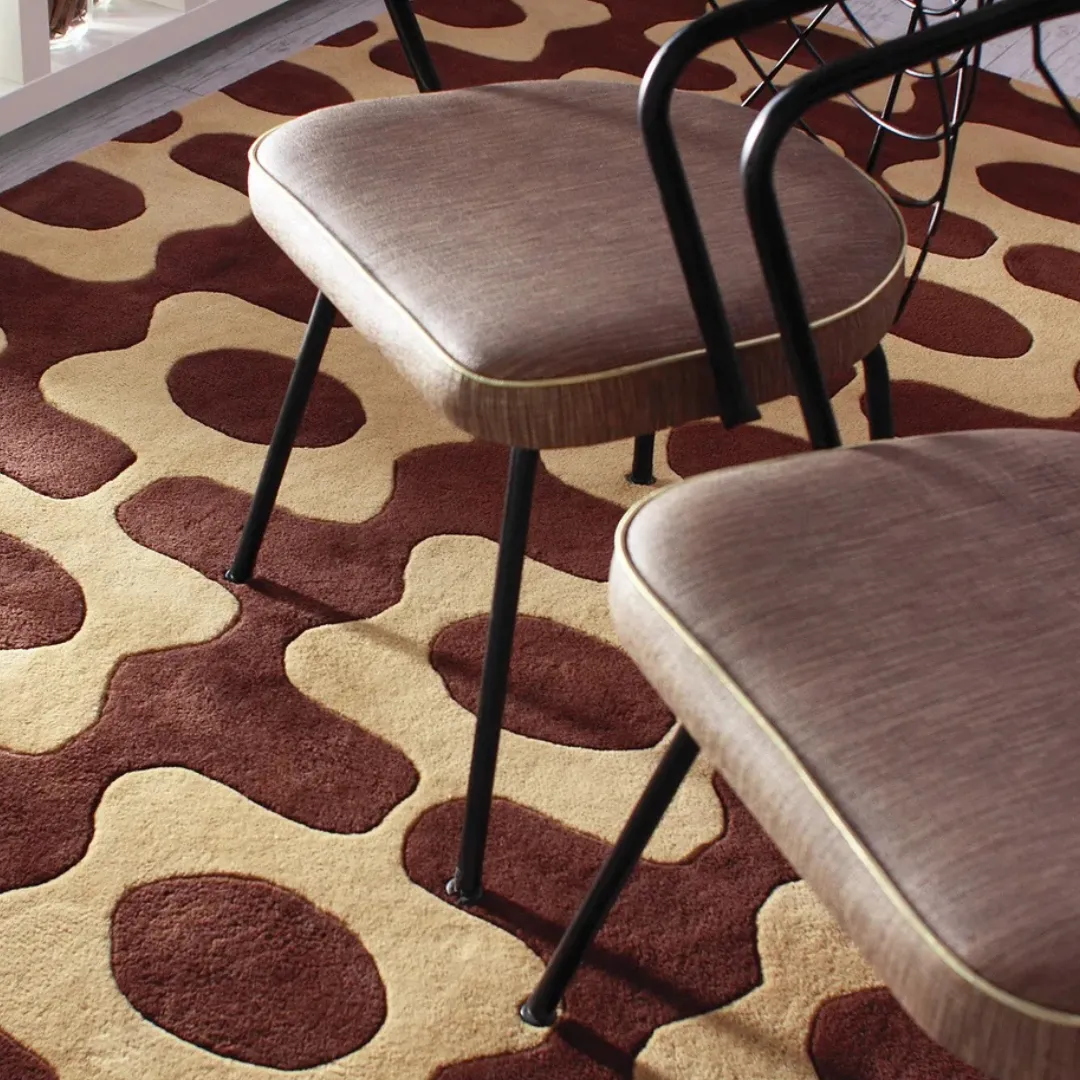 Bold brown and tan design rug for living room or bedroom