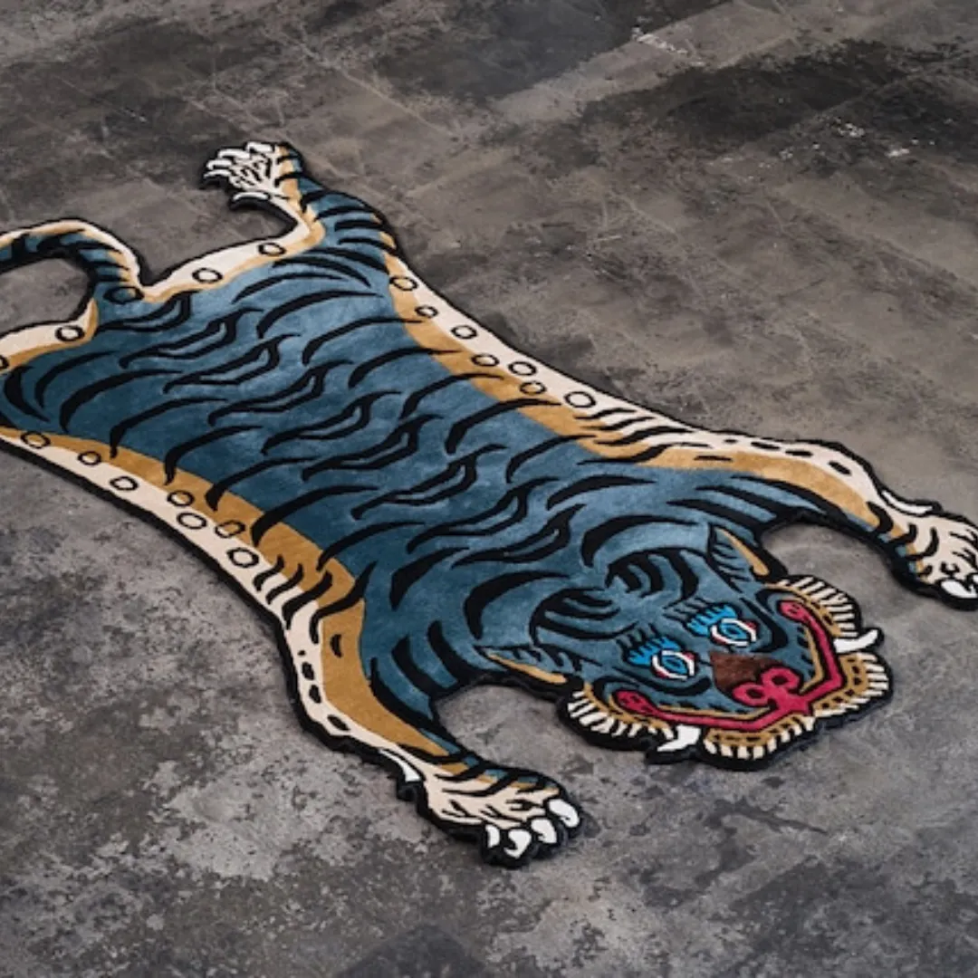Tibetan tiger rug for meditation and yoga spaces