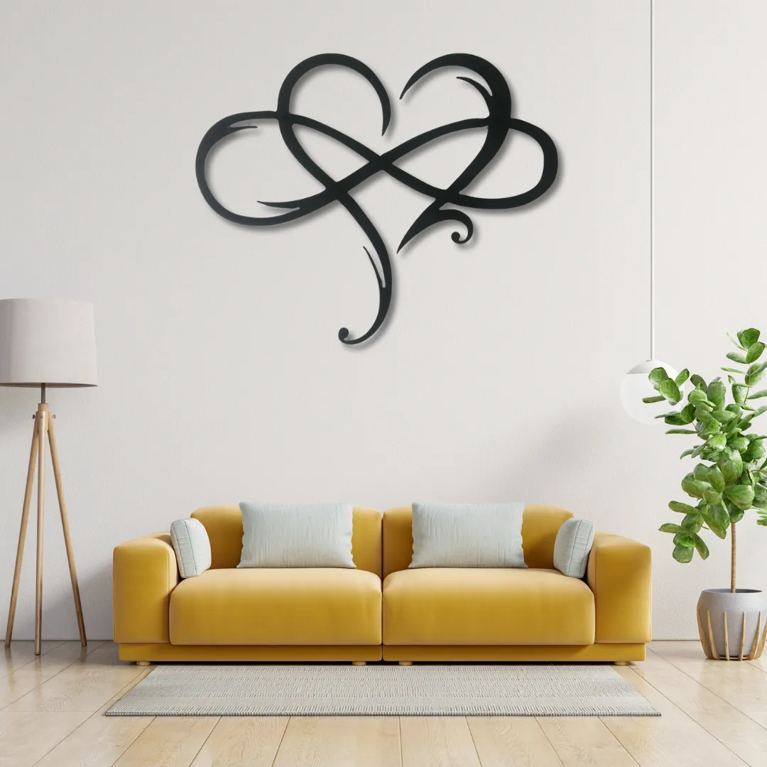Eternal Love Silhouette Custom heart-shaped metal wall decor with elegant design.