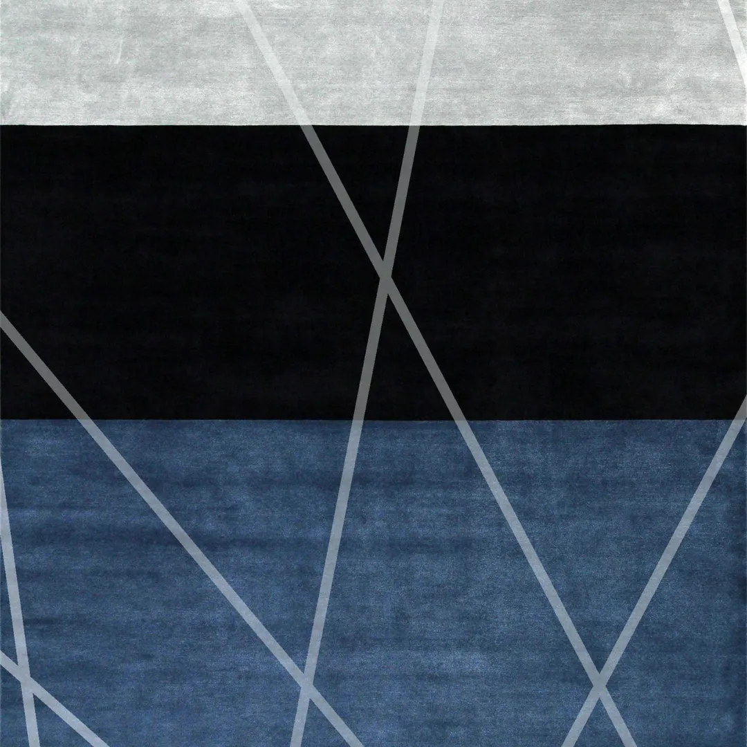 Bold geometric design with intersecting lines and blocks.