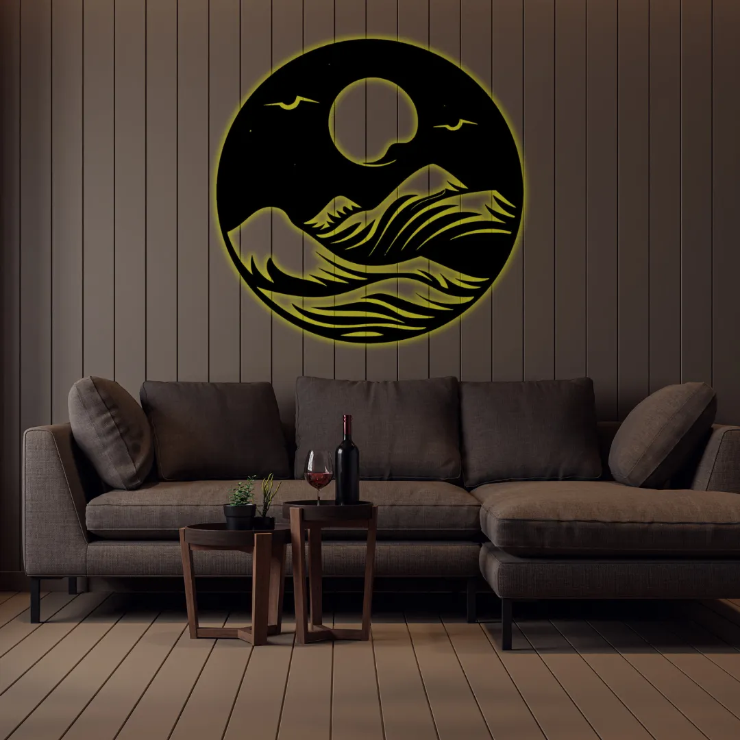 Yellow Serenity Waves Silhouette