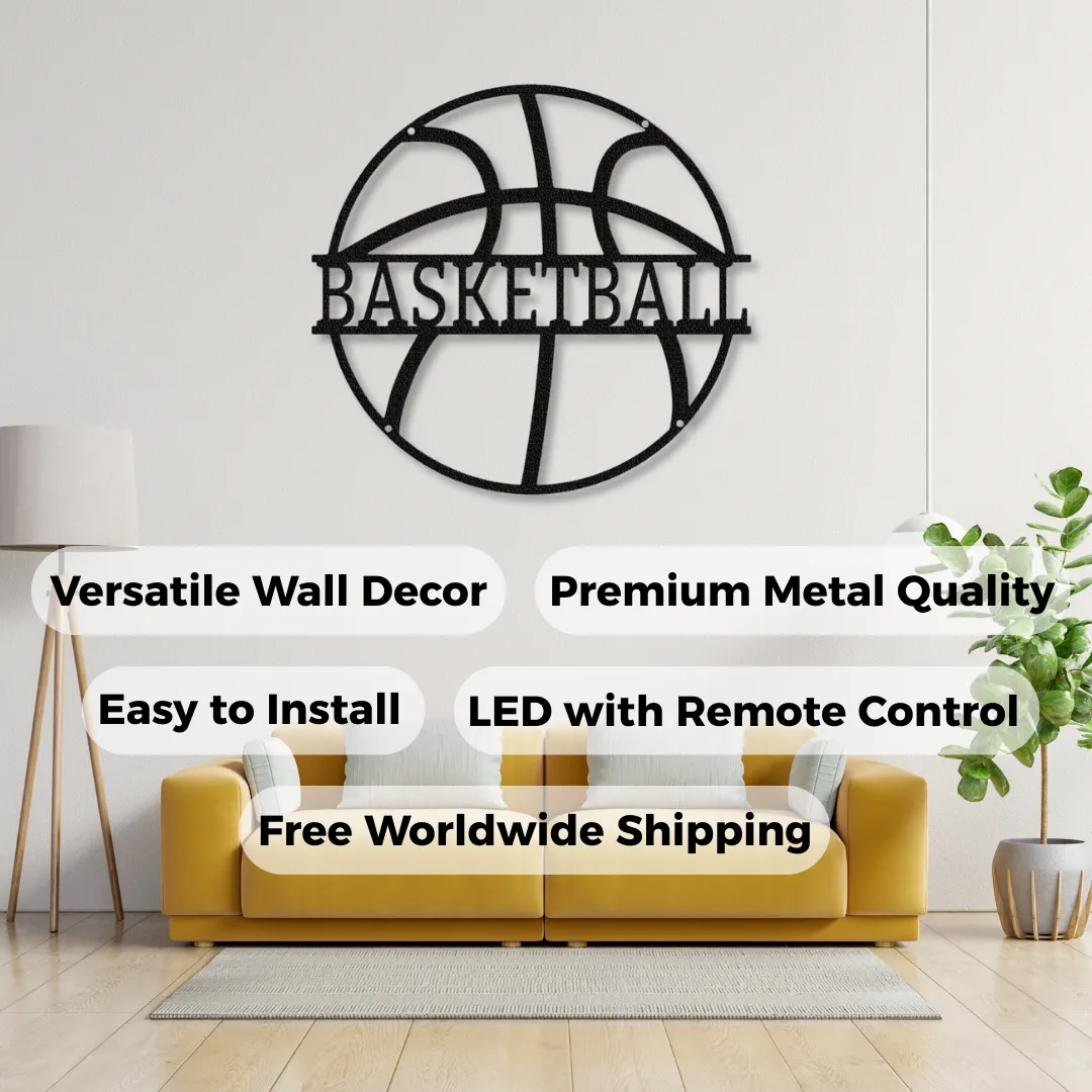 Basketball Circle Silhouettes Modern basketball silhouette wall décor LED and non-LED
