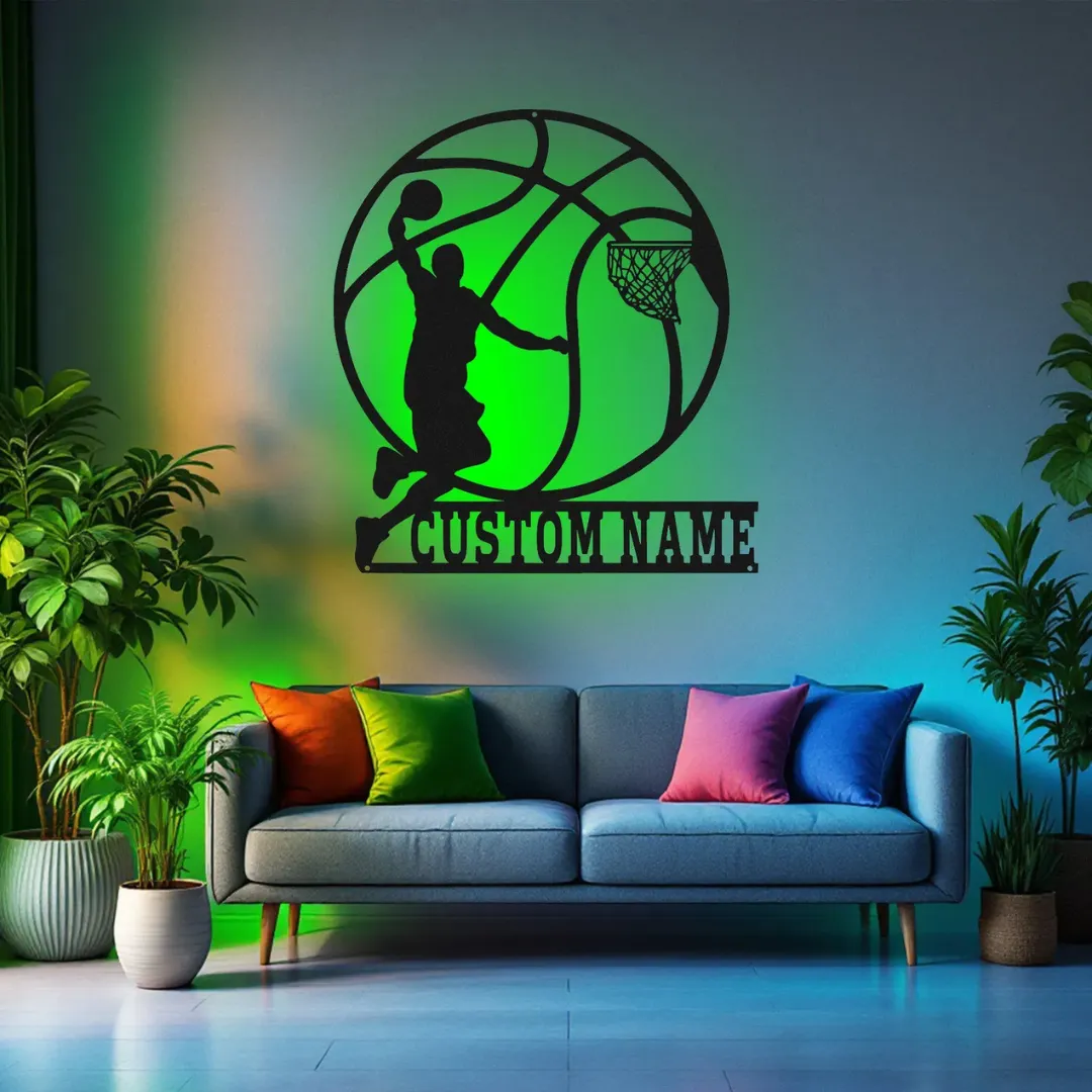 Basketball Dunk Silhouettes NBA-inspired slam dunk wall décor personalized