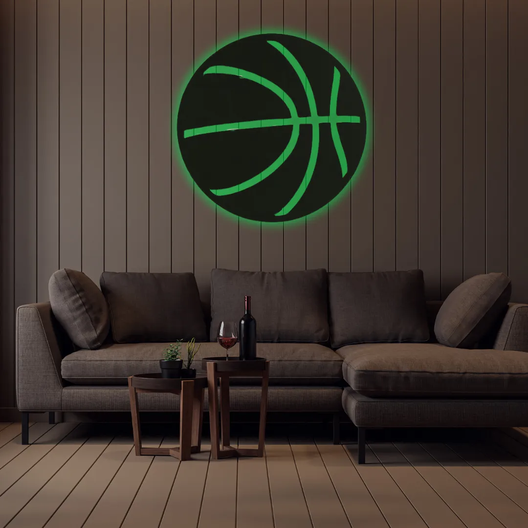 Green Basketball Silhouette Laser cut basketball silhouette wall art circular design