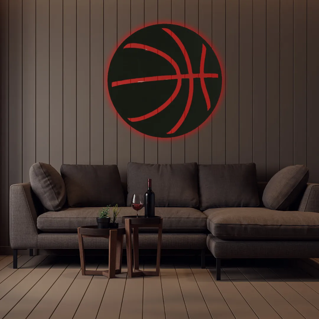 Red Basketball Silhouette Custom basketball inspired wall hanging metal décor