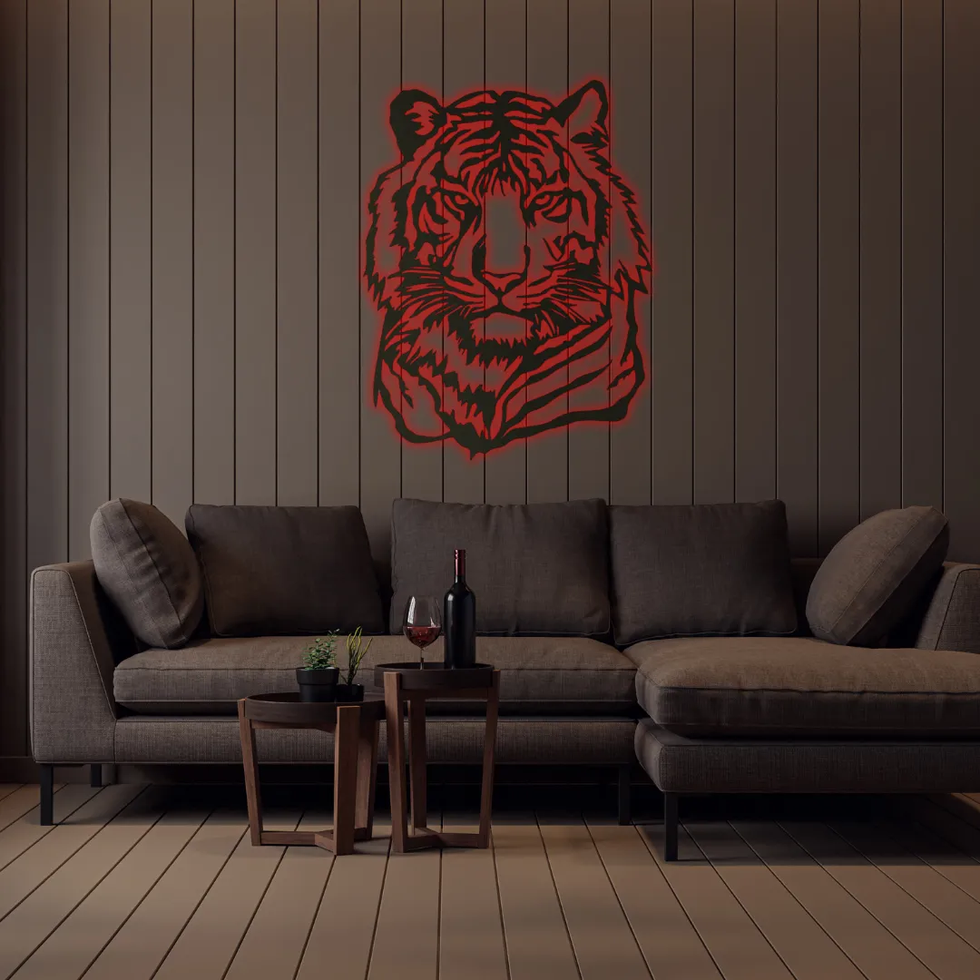 Red Majestic Tiger Silhouette Red Personalized tiger silhouette wall art design.