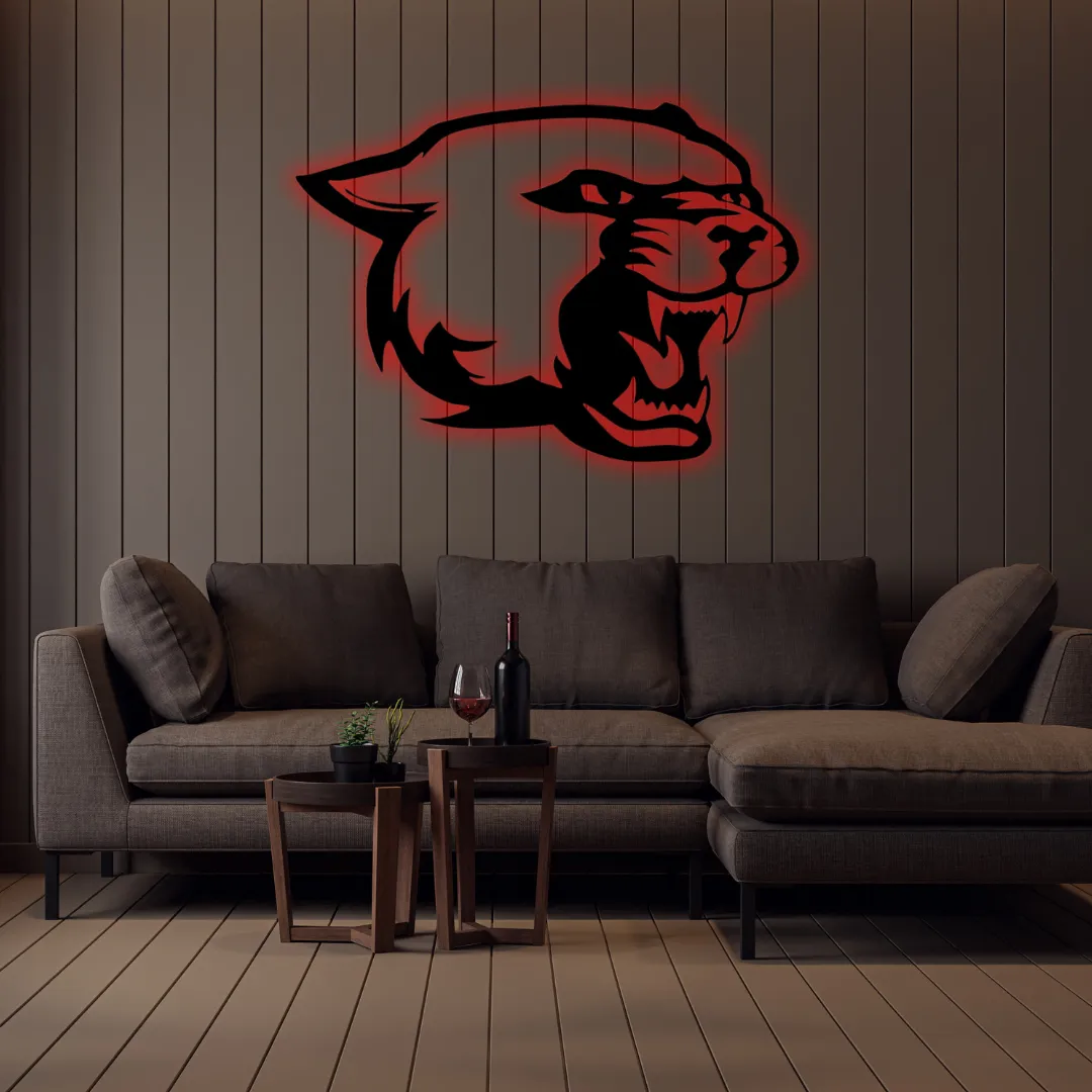Red Wild Roar Silhouette Bold animal-inspired metal wall hanging with fierce design.