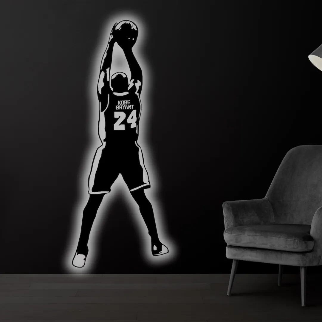 White Kobe Bryant Silhouette Basketball player silhouette wall art modern design