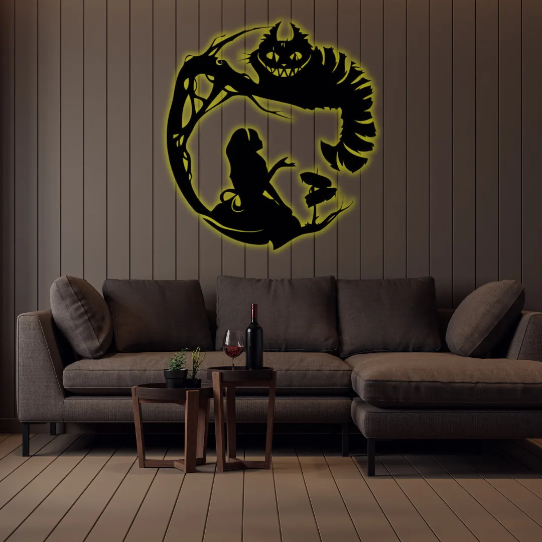 Yellow Wonderland Silhouette Unique fantasy silhouette wall hanging for creative interiors.