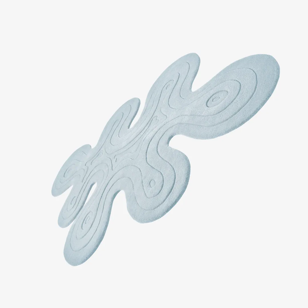 Aqua Splash Irregular Rug Modern Aqua Splash Rug with organic wavy form and embossed ripple texture – hand-tufted wool rug