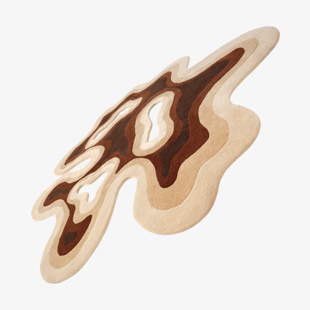 Cocoa Current Irregular Rug Modern Cocoa Current Rug with organic ripple design and warm earthy color palette – hand-tufted wool rug