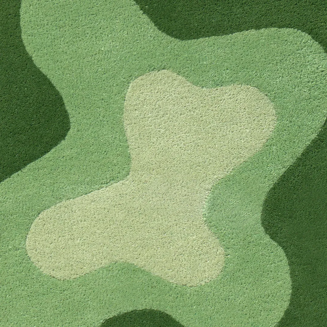 Meadow Rug Modern Meadow Wave Rug with fluid wavy pattern in multiple green shades for earthy interiors