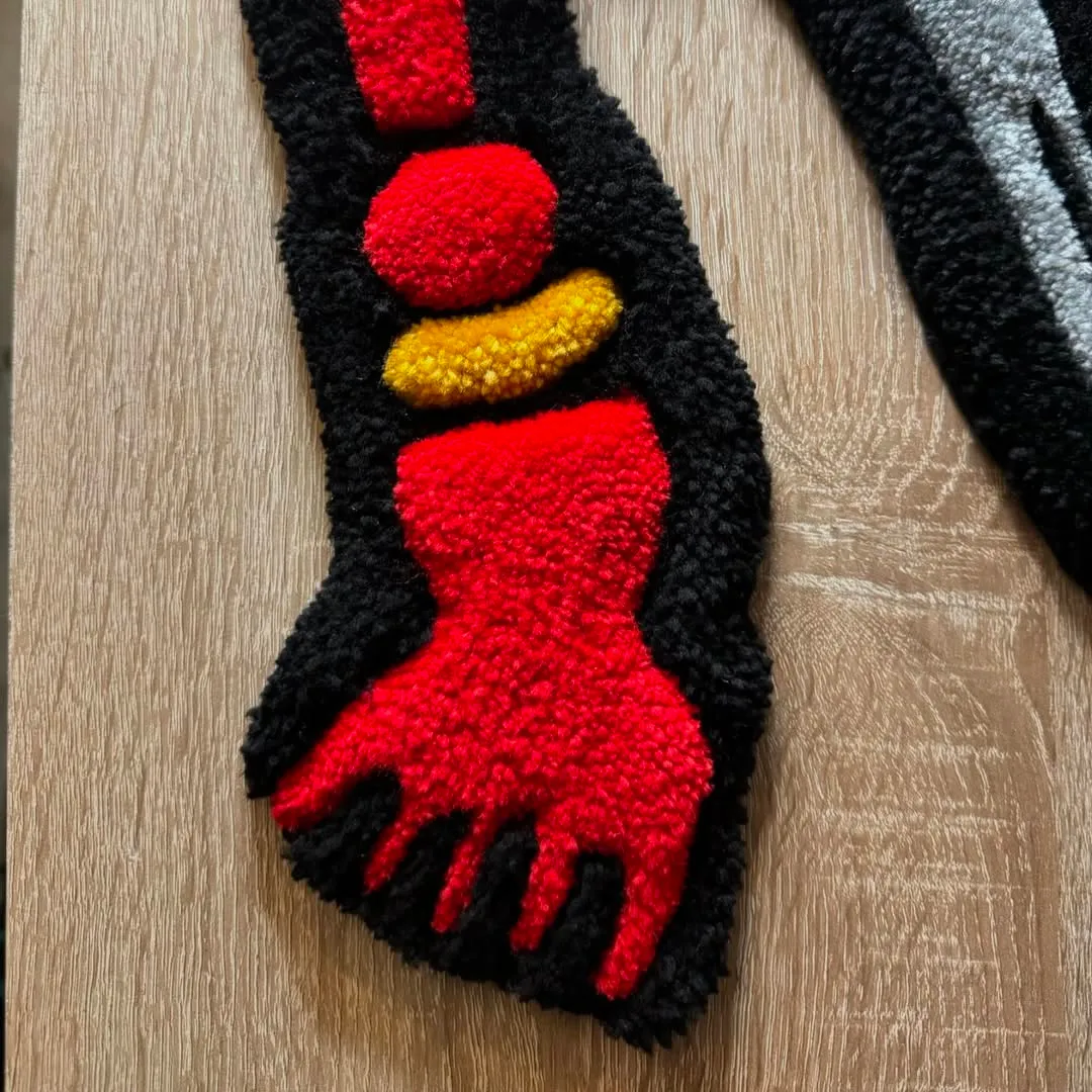 Oni Rug Shadow Oni Rug with traditional demon motif and striking red, yellow, and black color palette