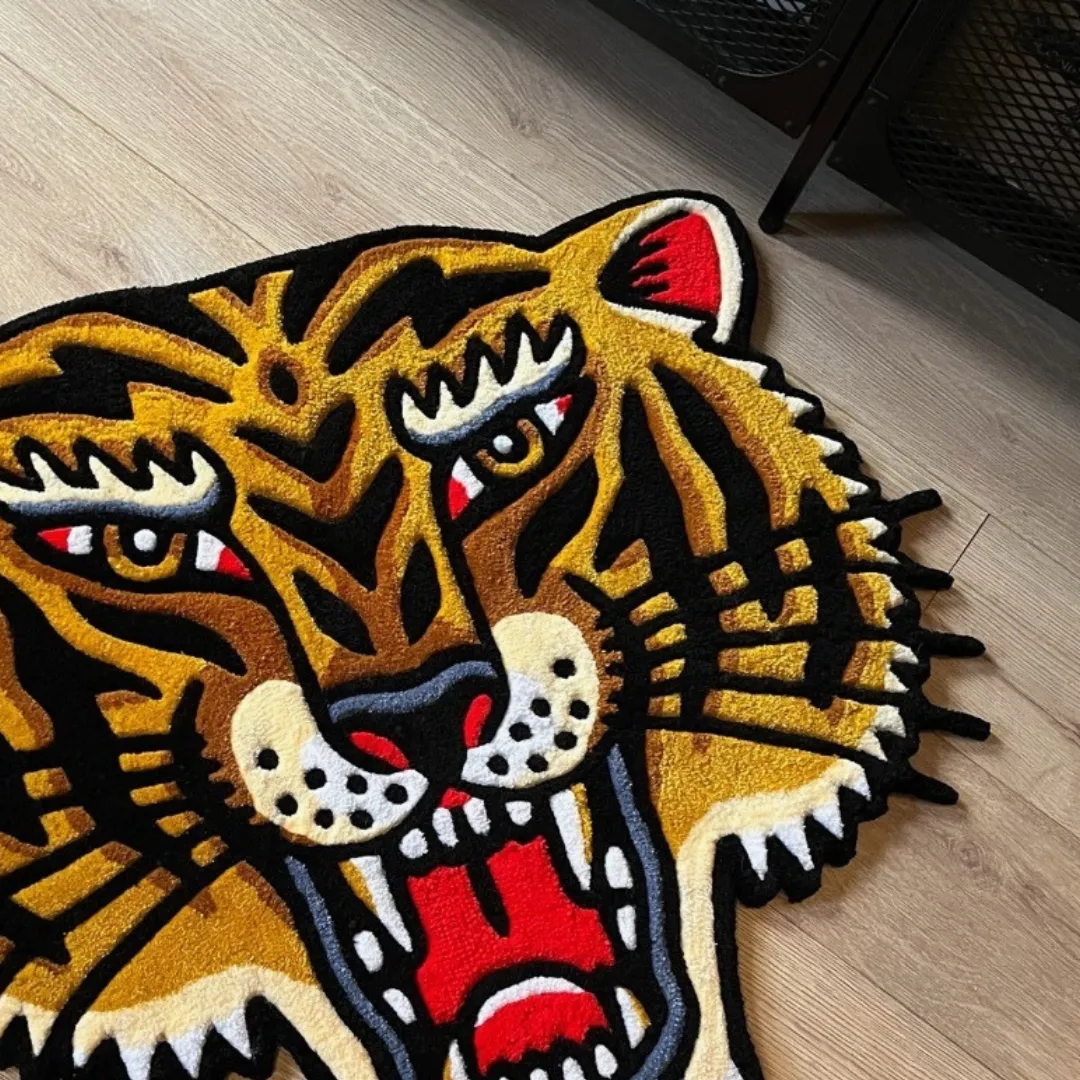 Spirit Rug Spirit Roar Rug with Japanese-style tiger head artwork – perfect for bold interior decor