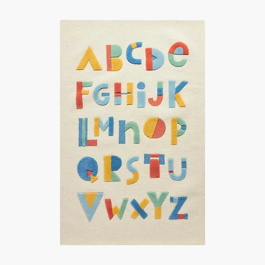 Alphabet Hop Rug Alphabet Hop Rug featuring colorful block letters A to Z – hand-tufted wool kids’ rug by Sneagear