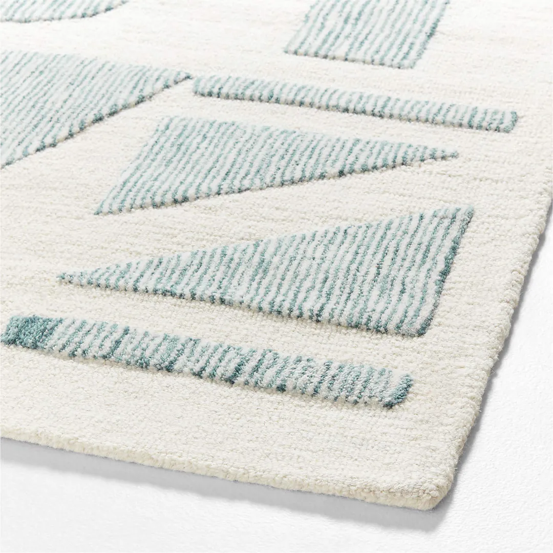 Minted Rug Handmade Minted Letters Rug showcasing bold alphabet shapes in pastel mint tones