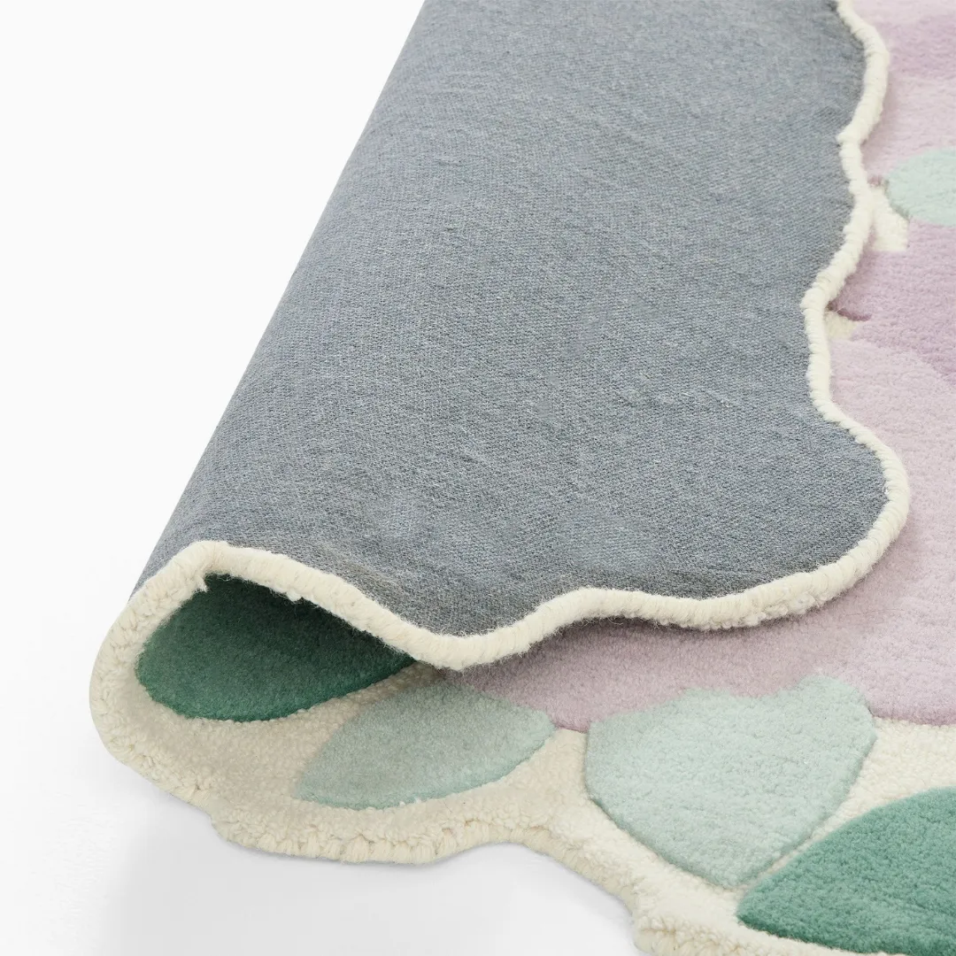 Petal Rug Whimsical hand-tufted rug with colorful petals and leaves – Petal Parade wool carpet