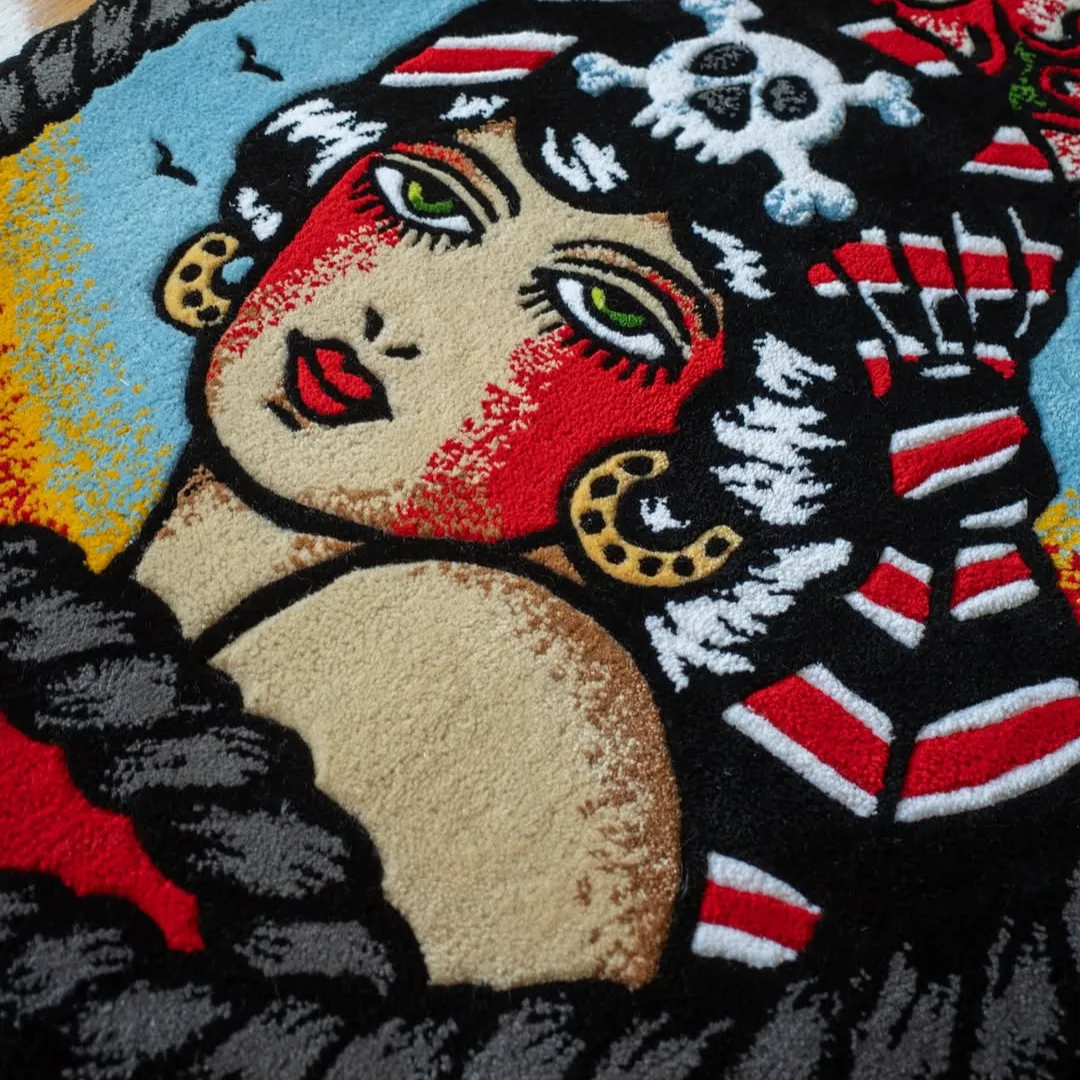 Rebel Rug Handmade wool rug inspired by vintage sailor tattoo art – Rebel Tide Rug by Sneagear