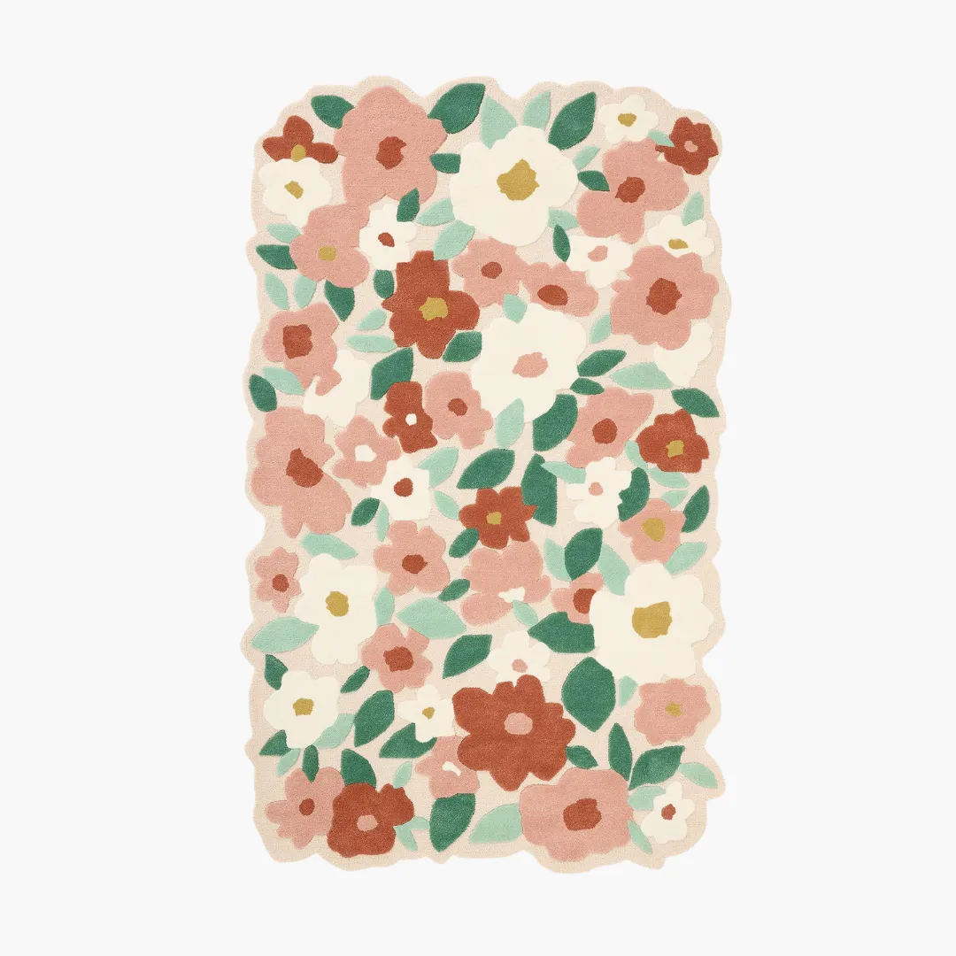 Terra Bloom Trail Rug Terra Bloom Trail Rug featuring hand-tufted floral patterns in earthy tones – handmade wool rug by Sneagear