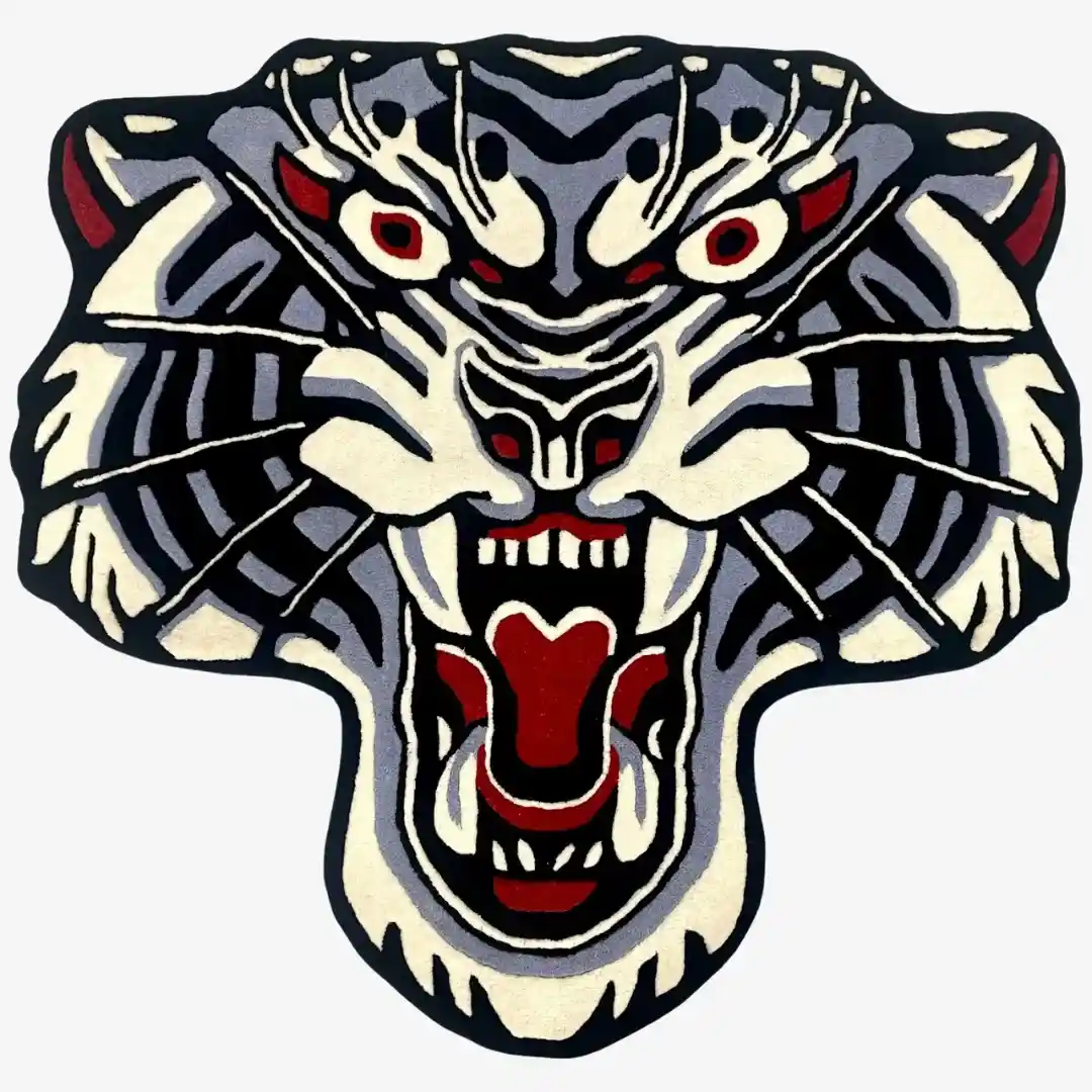 Tiger Head Rug – Bold, Roaring Tiger Design with Striking Colors, Soft & Durable Material