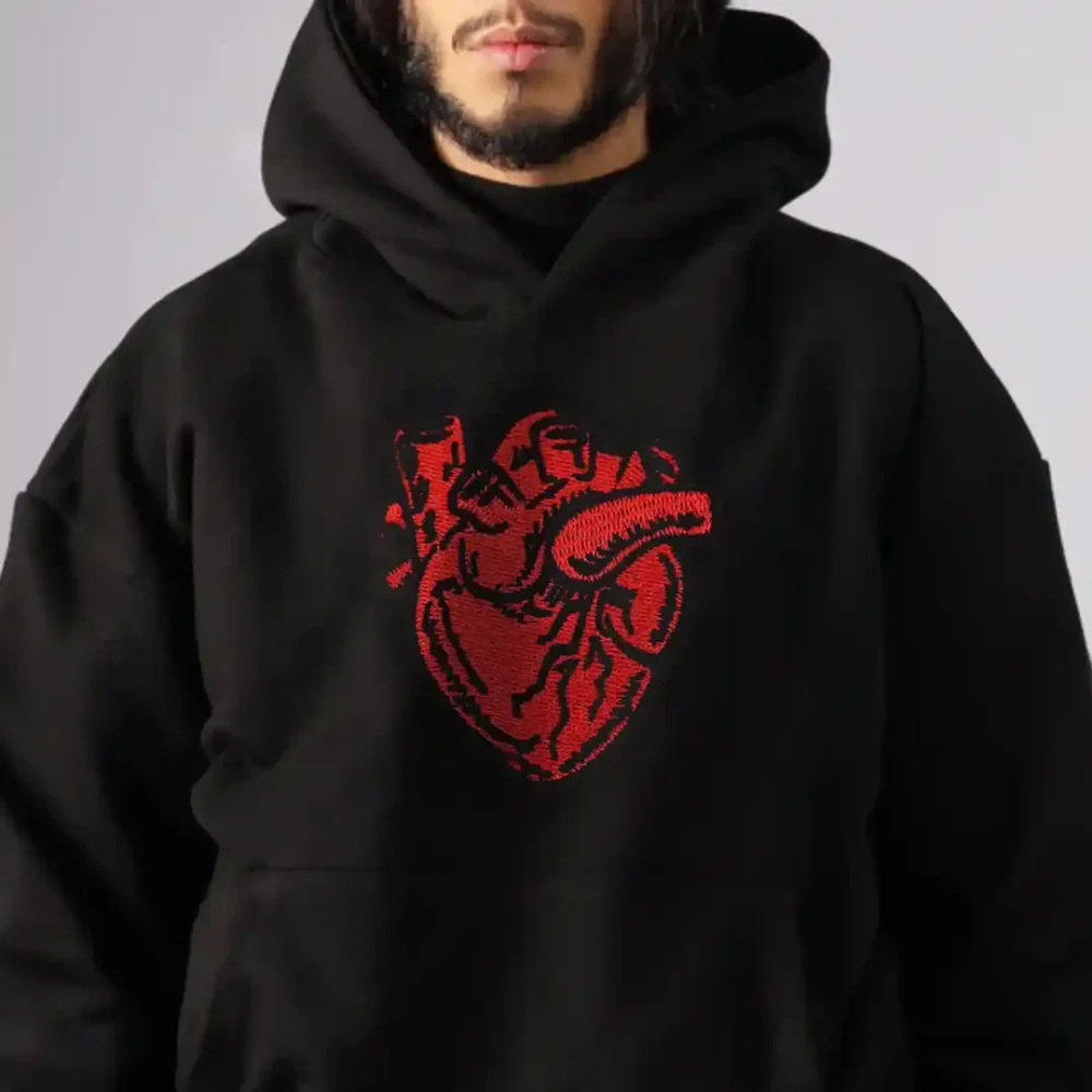 anatomical heart embroidered hoodie Heart Embroidered Hoodie
