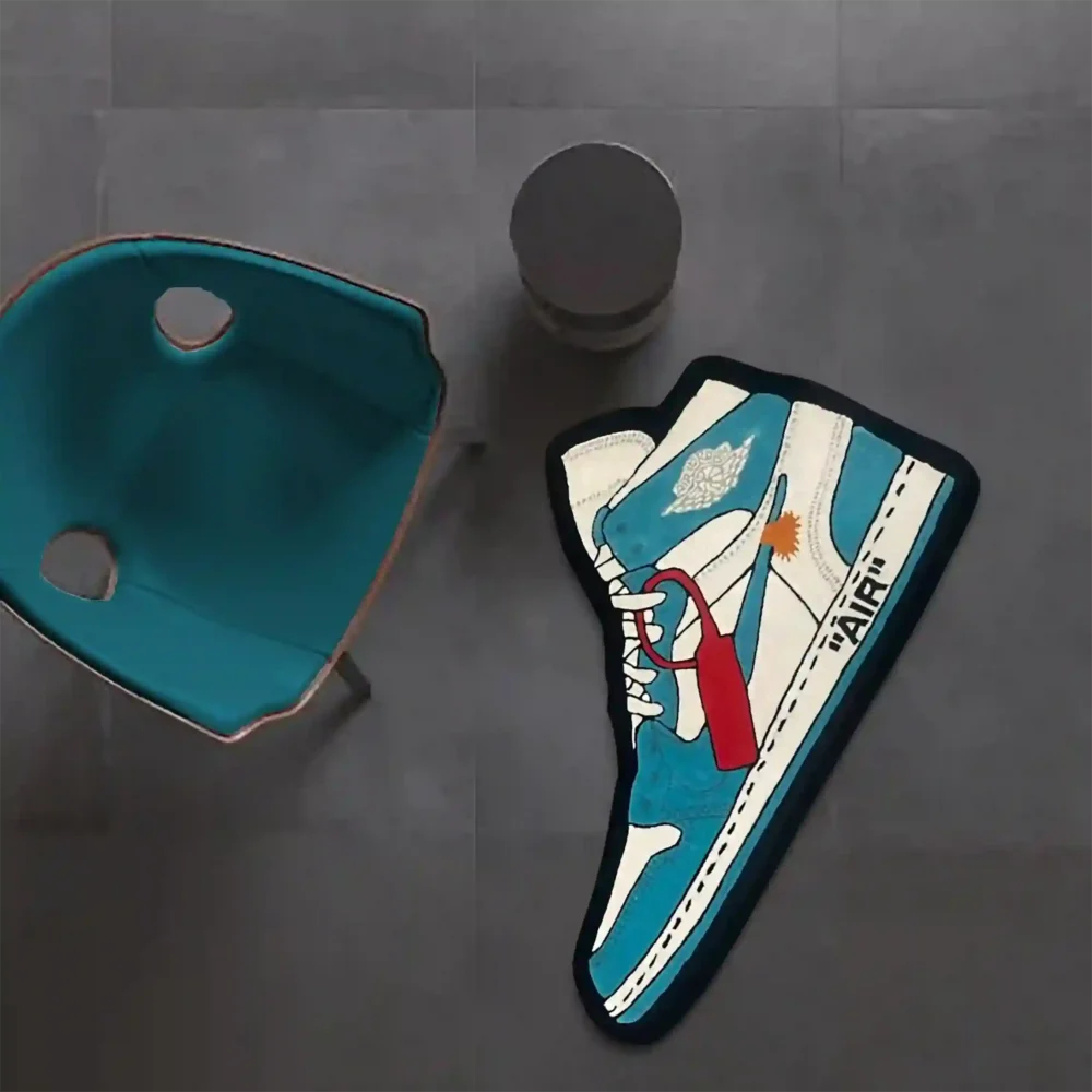 blue off-white Blue Off-White x Air Jordan 1 Sneaker Rug – Ultimate Decor for Sneakerheads