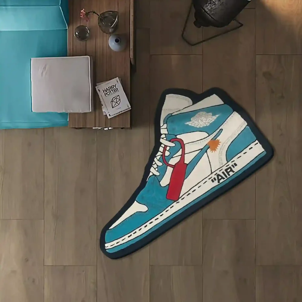blue off-white_1 Designer-Inspired Air Jordan 1 Rug – Blue Off-White Edition