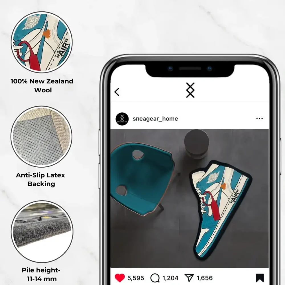 blue off-white_2 Hypebeast Sneaker Rug – Blue Off-White x Air Jordan 1 Retro